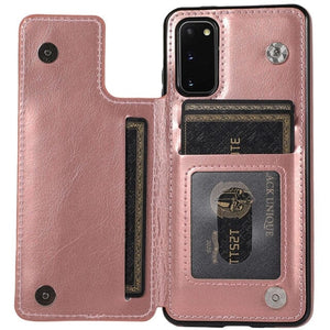 für Samsung S22 Serie Luxuriöse Ledertasche (4 Karten) Mobile Phone cases Handyhülle mit Kartenfach Rose Gold For Galaxy S22 