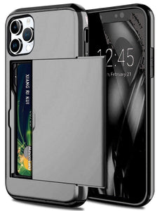 für Apple iPhone 15 Serie (2 Karten) Mobile Phone cases Handyhülle mit Kartenfach Gray For iPhone 15 