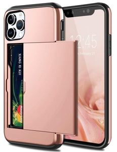 für Apple iPhone 15 Serie (2 Karten) Mobile Phone cases Handyhülle mit Kartenfach Rose Gold For iPhone 15 