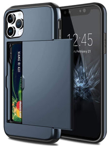 für Apple iPhone 15 Serie (2 Karten) Mobile Phone cases Handyhülle mit Kartenfach Navy Blue For iPhone 15 
