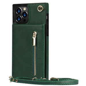 Reißverschluss Brieftasche iPhone Handyhülle - iPhone 12 Serie Handyhulle Handyhülle mit Kartenfach For iPhone 12Pro Max Green 