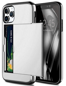 für Apple iPhone 15 Serie (2 Karten) Mobile Phone cases Handyhülle mit Kartenfach Silver For iPhone 15 