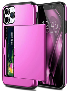 für Apple iPhone 15 Serie (2 Karten) Mobile Phone cases Handyhülle mit Kartenfach Pink For iPhone 15 