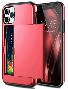für Apple iPhone 15 Serie (2 Karten) Mobile Phone cases Handyhülle mit Kartenfach Red For iPhone 15 