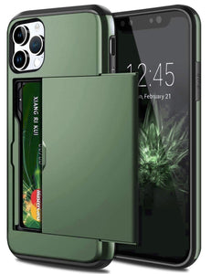 für Apple iPhone 15 Serie (2 Karten) Mobile Phone cases Handyhülle mit Kartenfach Army Green For iPhone 15 