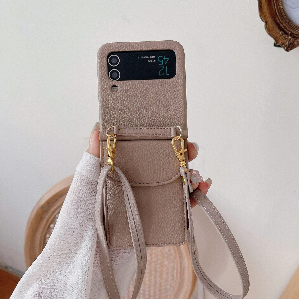 Leather Look Crossbody Phone Case For Samsung Galaxy Z Flip4