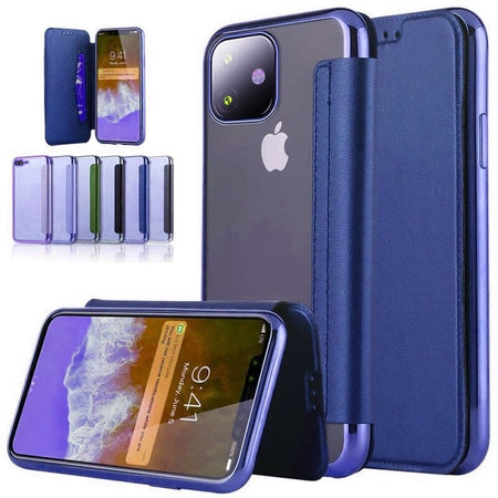 Flip Leder-Optik Handyhülle für iPhone 11 Serie