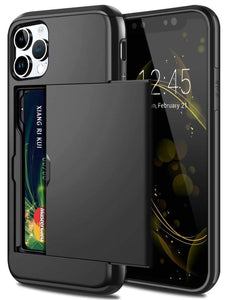für Apple iPhone 15 Serie (2 Karten) Mobile Phone cases Handyhülle mit Kartenfach Black For iPhone 15 
