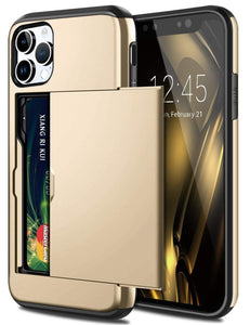 für Apple iPhone 15 Serie (2 Karten) Mobile Phone cases Handyhülle mit Kartenfach Gold For iPhone 15 