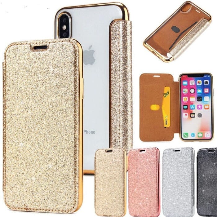 Bling Leder + TPU Handy Hülle für iPhone 8 Serie
