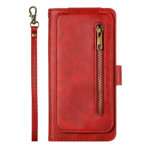 Reißverschluss Brieftasche Handyhülle für Huawei P40 Serie Handyhulle Handyhülle mit Kartenfach Red For Huawei P40 