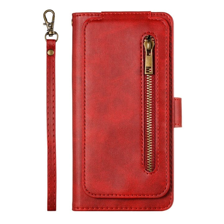 Reißverschluss Brieftasche Handyhülle für Huawei P30 Serie Handyhulle Handyhülle mit Kartenfach Red For Huawei P30 