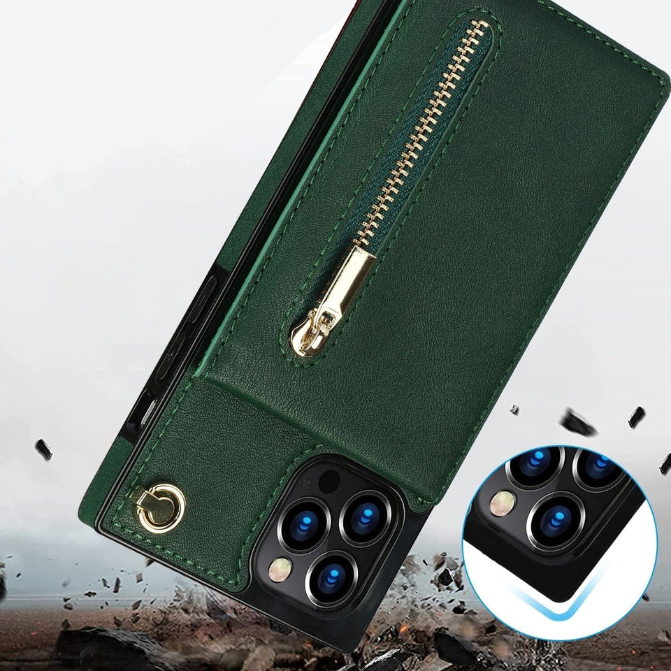 Reißverschluss Brieftasche iPhone Handyhülle - iPhone 12 Serie Handyhulle Handyhülle mit Kartenfach 