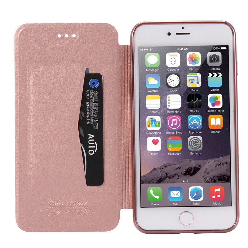 Flip Leder-Optik Handyhülle für iPhone 5 Serie