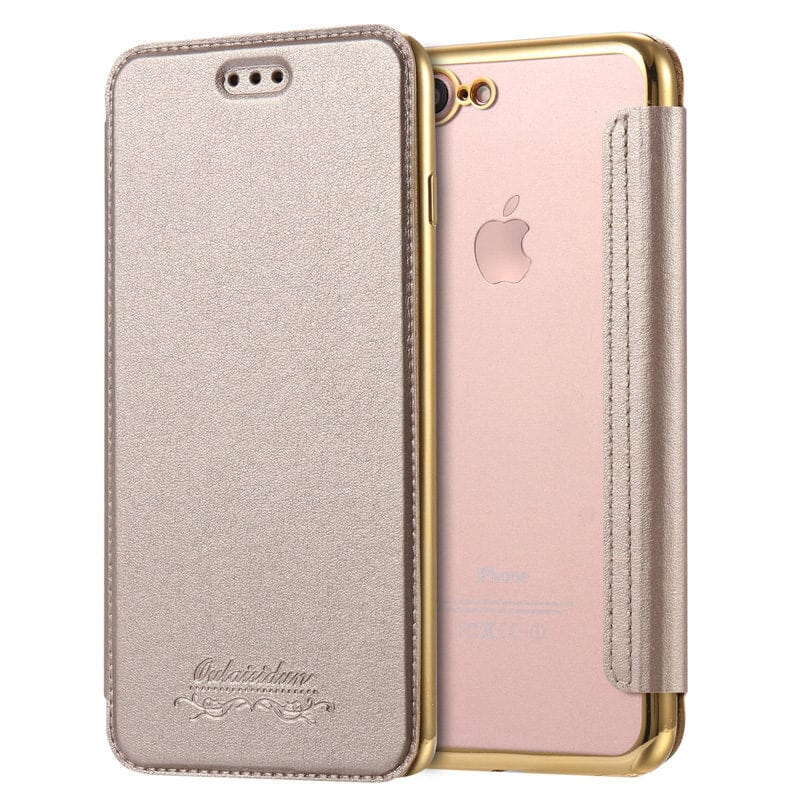 Flip Leder-Optik Handyhülle für iPhone SE Serie