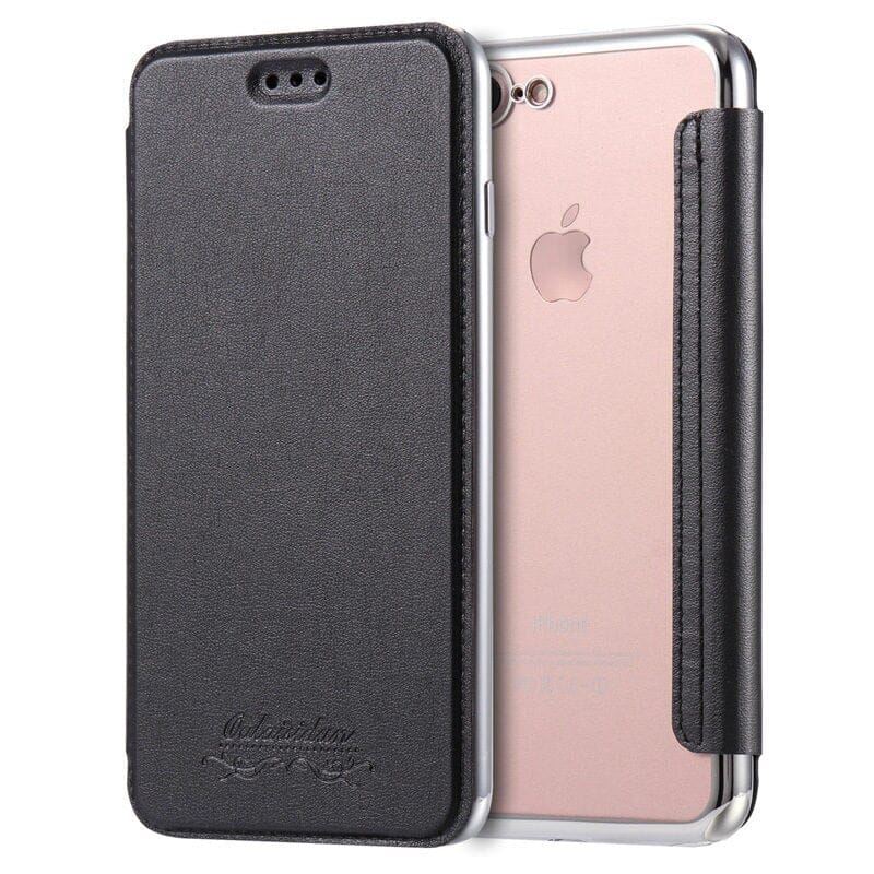 Flip Leder-Optik Handyhülle für iPhone 5 Serie