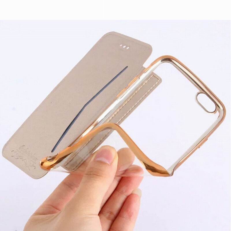 Flip Leder-Optik Handyhülle für iPhone 5 Serie