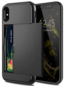 für Apple iPhone 8 Serie (2 Karten) Mobile Phone cases Handyhülle mit Kartenfach Black For iPhone 8Plus 