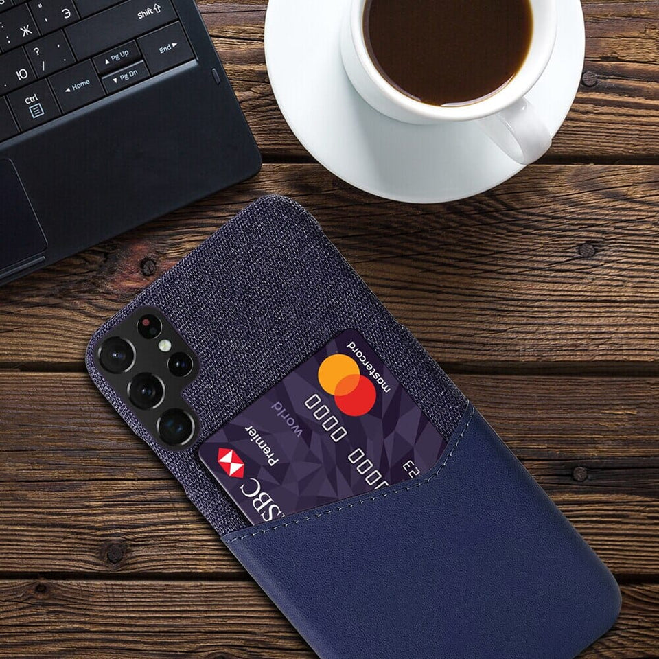 für Samsung 1 Karte (Lederoptik) - Samsung Galaxy S22 Serie Mobile Phone cases Md Trade Austria Navy Blue For Galaxy S22 