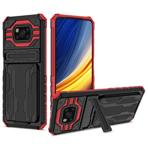 Handhülle mit abnehmbarem Kartenfach und Ständer für Xiaomi Redmi Poco Serie Mobile Phone cases Handyhülle mit Kartenfach Red For Poco M4 Pro 5G 