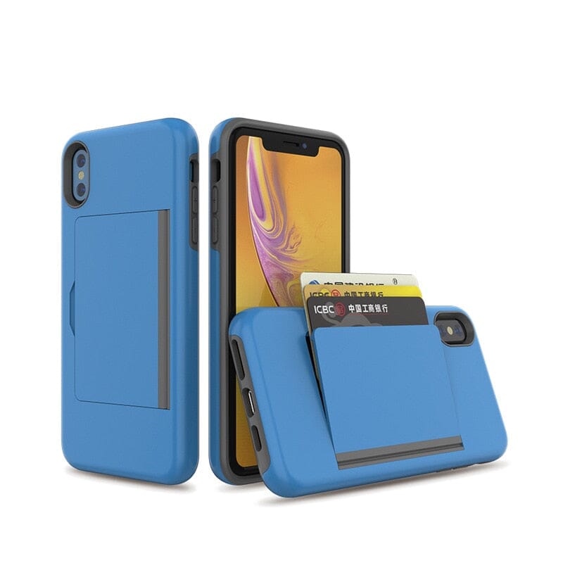 für Apple iPhone 8 Serie (3 Karten) Mobiltelefontaschen Handyhülle mit Kartenfach Sky Blue iPhone 8 