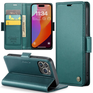 Abnehmbare Wallet-Leder Hülle für iPhone 16 Serie Mobiltelefontaschen Handyhülle mit Kartenfach Green iPhone 16 Plus 