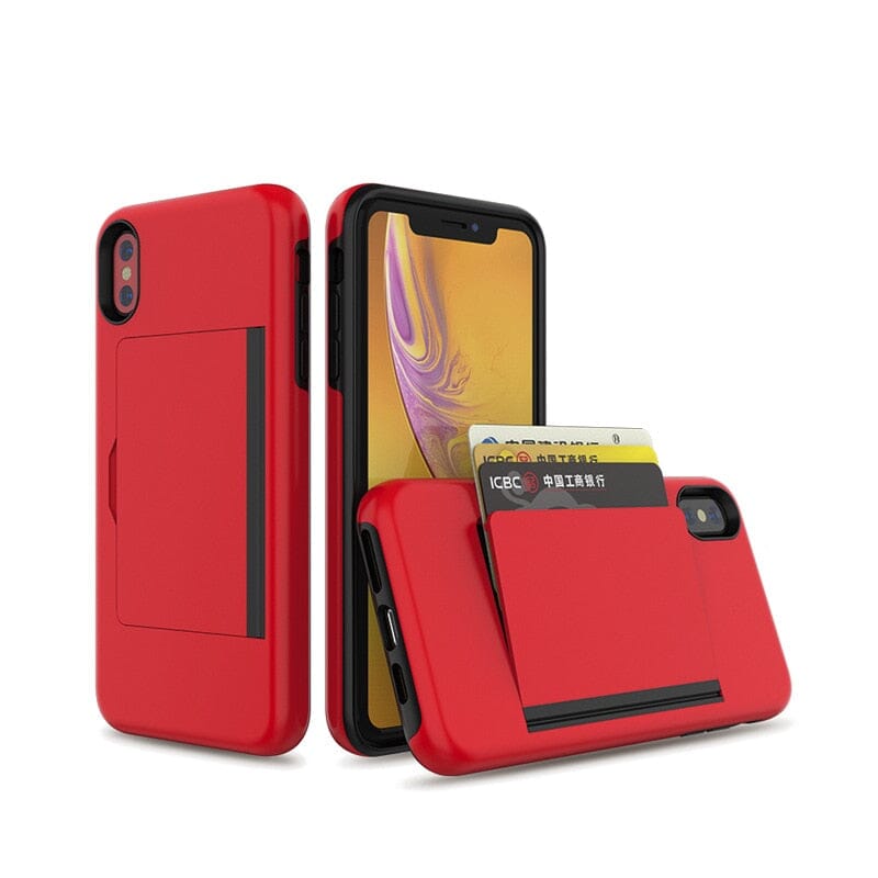 für Apple iPhone 6 Serie (3 Karten) Mobiltelefontaschen Handyhülle mit Kartenfach Red For iPhone 6 & 6s 