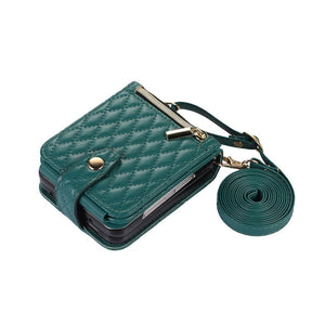 Samsung Galaxy Z Flip 3 5G Luxus Crossbody Brieftasche Handyhülle Handyhulle Handyhülle mit Kartenfach Green Galaxy Z Flip3 5G 