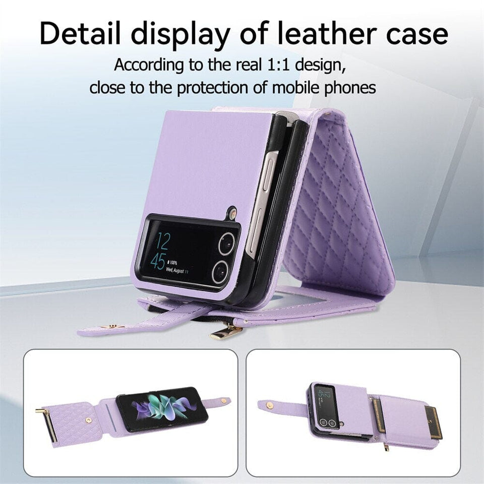 Samsung Galaxy Z Flip 3 5G Luxus Crossbody Brieftasche Handyhülle Handyhulle Handyhülle mit Kartenfach 