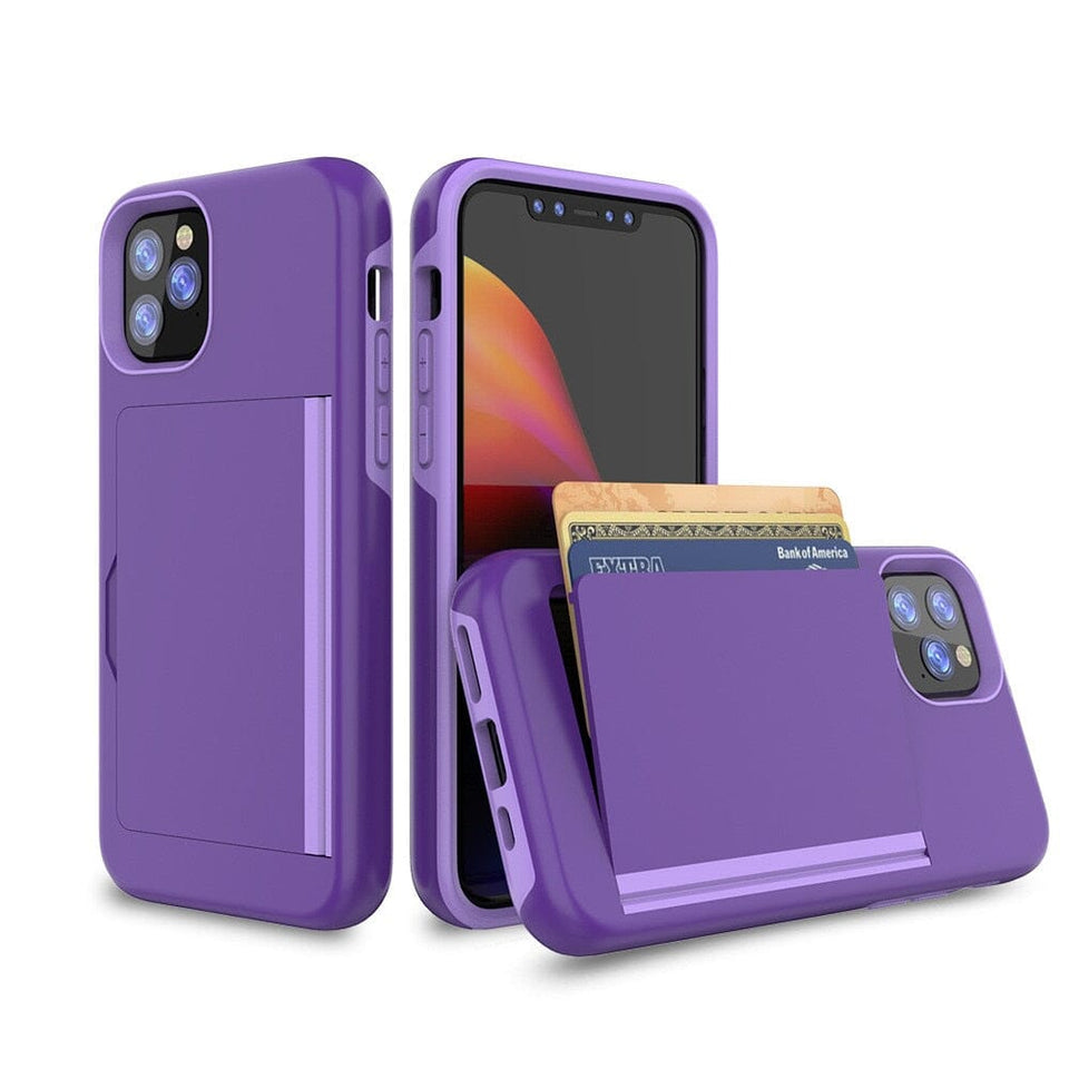 für Apple iPhone 15 Serie (3 Karten) Handyhülle mit Kartenfach Purple For iPhone 15 