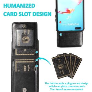 für Huawei P30 Serie 5 Karten mit Standfuß (Lederoptik) Handyhulle Handyhülle mit Kartenfach 