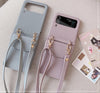 Leder-Optik Crossbody Handyhülle für Samsung Galaxy Z Flip3 Handyhulle Handyhülle mit Kartenfach 