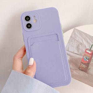 für Apple iPhone 1 Karte (Silikon) Mobile Phone cases Handyhülle mit Kartenfach For iPhone 11 Purple 