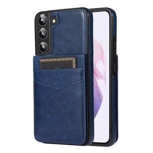 für Samsung Galaxy 5 Karten mit Standfuß (Lederoptik) - Samsung Galaxy S23 Serie Mobile Phone cases Handyhülle mit Kartenfach Blue For Galaxy S22 