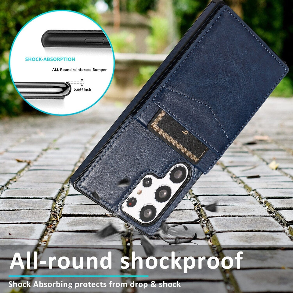 für Samsung Galaxy 5 Karten mit Standfuß (Lederoptik) - Samsung Galaxy S23 Serie Mobile Phone cases Handyhülle mit Kartenfach 