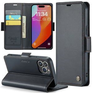 Abnehmbare Wallet-Leder Hülle für iPhone 16 Serie Mobiltelefontaschen Handyhülle mit Kartenfach Black iPhone 16 Plus 