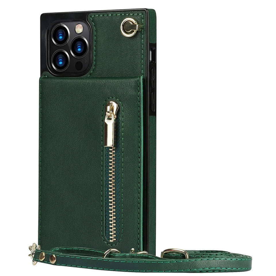 Reißverschluss Brieftasche iPhone Handyhülle - iPhone 8 Serie Handyhulle Handyhülle mit Kartenfach For iPhone 8 Green 