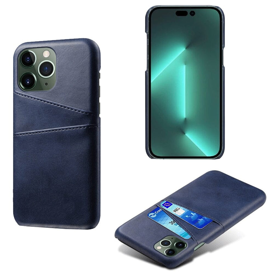 für Apple iPhone 2 Karten (Lederoptik modern) - iPhone 14 Serie