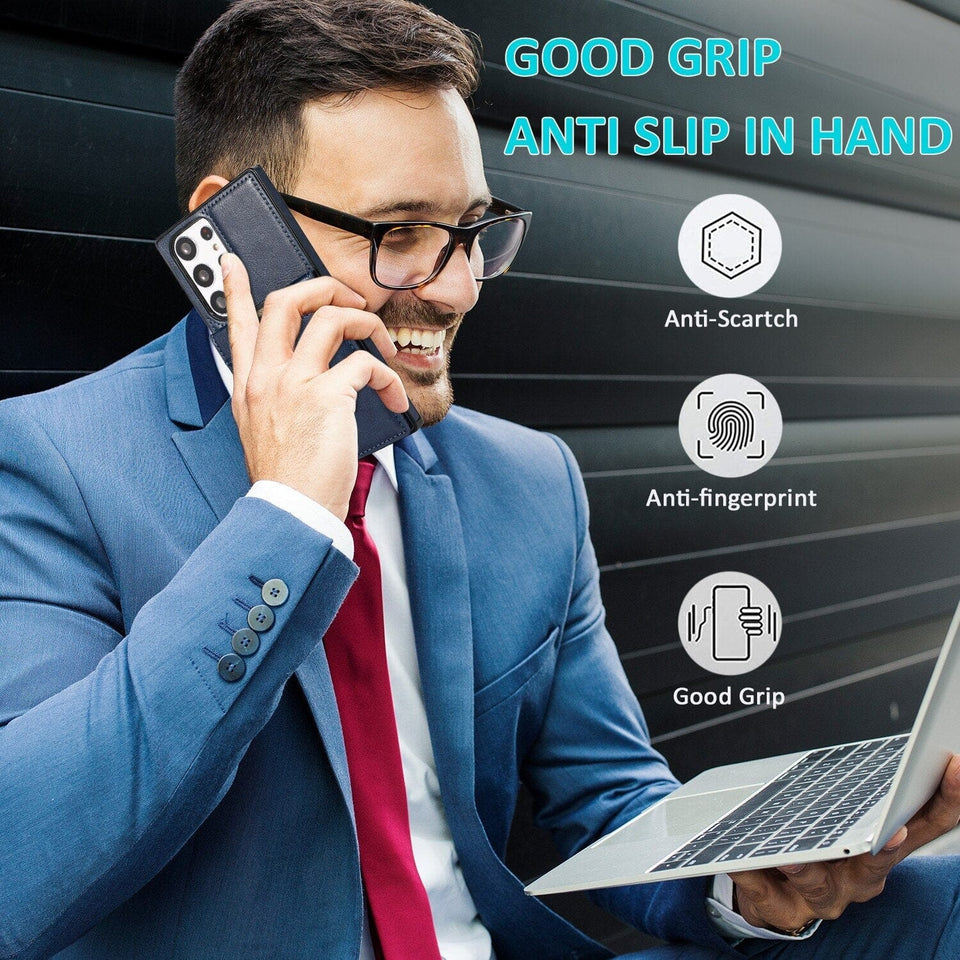 für Samsung Galaxy 5 Karten mit Standfuß (Lederoptik) - Samsung Galaxy S23 Serie Mobile Phone cases Handyhülle mit Kartenfach 