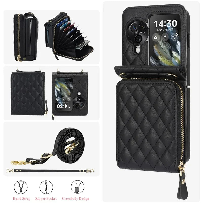 Luxuriöse Handyhülle aus weichem Leder für Oppo Find Serie Handyhülle mit Kartenfach 