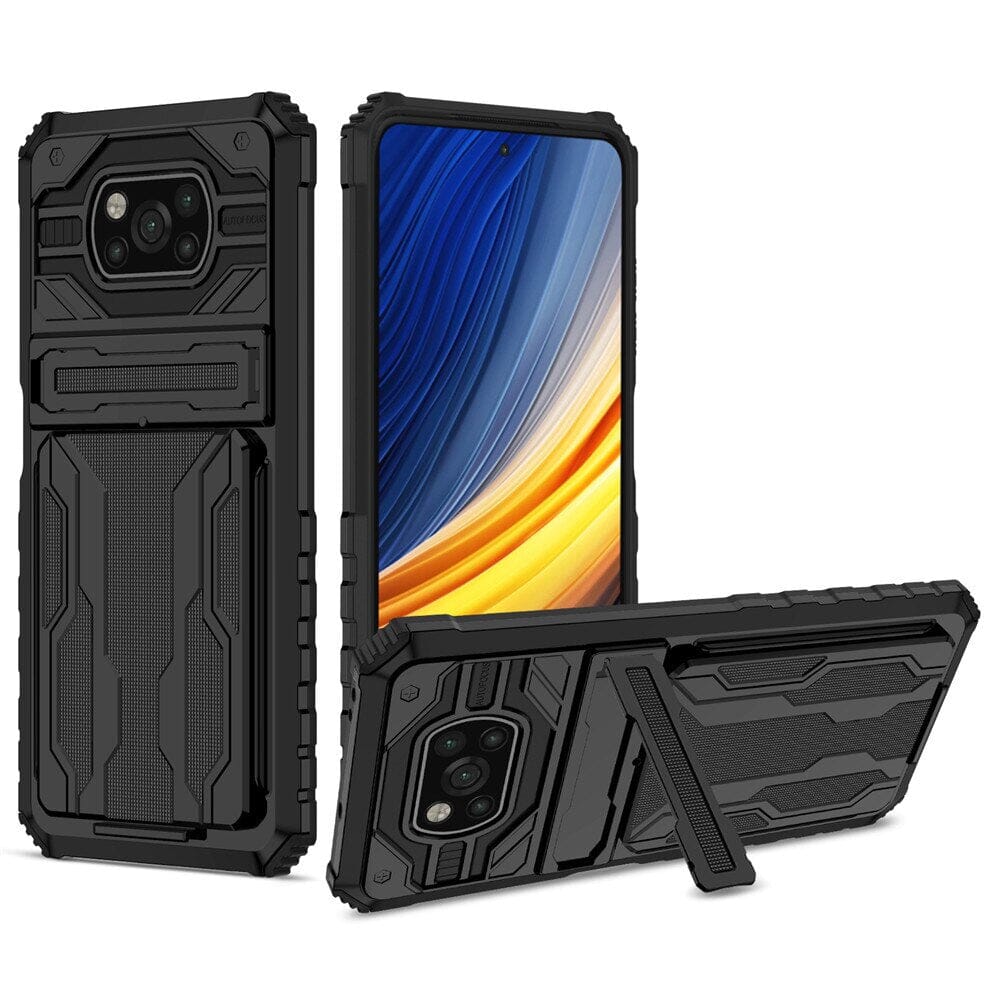 Handhülle mit abnehmbarem Kartenfach und Ständer für Xiaomi Redmi Poco Serie Mobile Phone cases Handyhülle mit Kartenfach Black For Poco M4 Pro 5G 