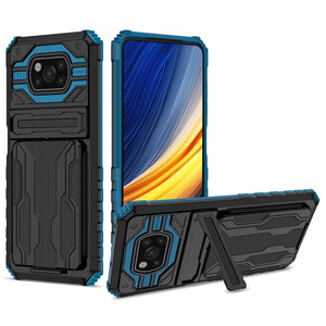 Handhülle mit abnehmbarem Kartenfach und Ständer für Xiaomi Redmi Poco Serie Mobile Phone cases Handyhülle mit Kartenfach Blue For Poco M4 Pro 5G 