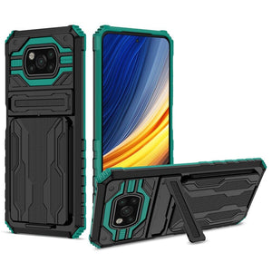 Handhülle mit abnehmbarem Kartenfach und Ständer für Xiaomi Redmi Poco Serie Mobile Phone cases Handyhülle mit Kartenfach Green For Poco M4 Pro 5G 