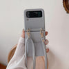 Leder-Optik Crossbody Handyhülle für Samsung Galaxy Z Flip 4 Handyhulle Handyhülle mit Kartenfach Blue Gray Galaxy Z Flip4 