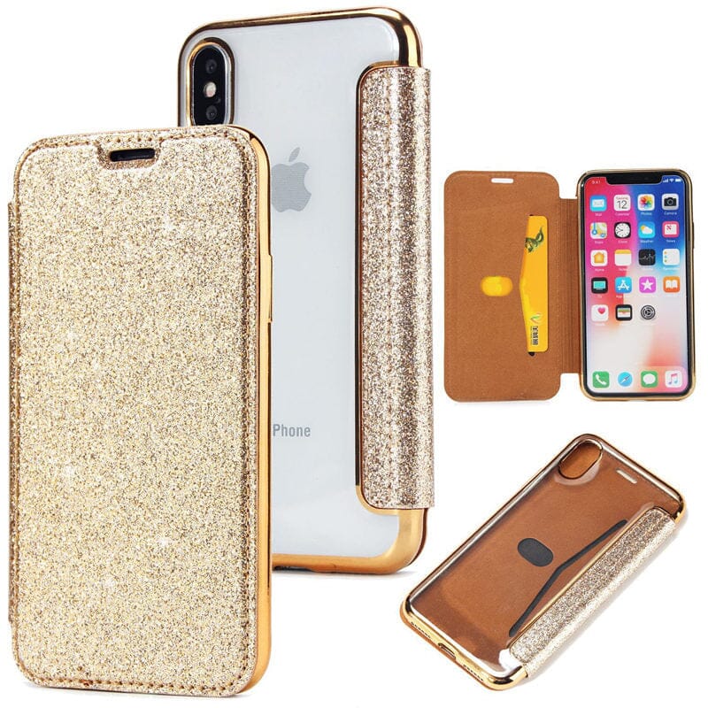 Bling Leder + TPU Handy Hülle für iPhone X Serie