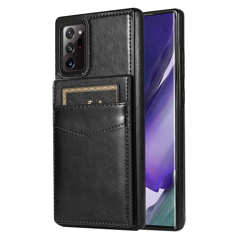für Samsung Galaxy 5 Karten mit Standfuß (Lederoptik) - Samsung Galaxy Note 10 Serie Mobile Phone cases Handyhülle mit Kartenfach For Galaxy Note 10 Black 