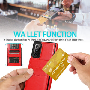 für Samsung Galaxy 5 Karten mit Standfuß (Lederoptik) - Samsung Galaxy Note 20 Serie Mobile Phone cases Handyhülle mit Kartenfach 