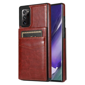 für Samsung Galaxy 5 Karten mit Standfuß (Lederoptik) - Samsung Galaxy Note 20 Serie Mobile Phone cases Handyhülle mit Kartenfach For Galaxy Note 8 Brown 
