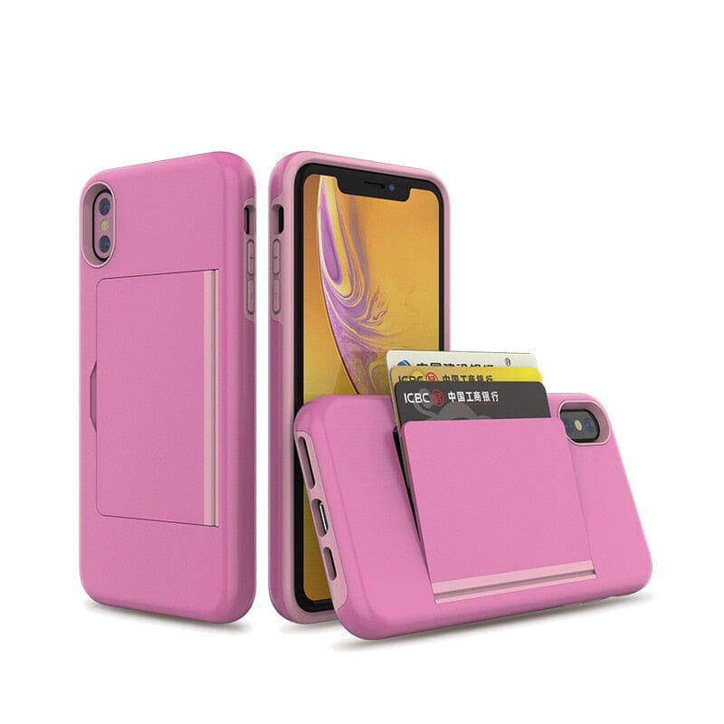 für Apple iPhone SE 2020 (3 Karten) Mobiltelefontaschen Handyhülle mit Kartenfach Pink iPhone SE(2020) 