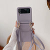 Leder-Optik Crossbody Handyhülle für Samsung Galaxy Z Flip 4 Handyhulle Handyhülle mit Kartenfach Violet Galaxy Z Flip4 